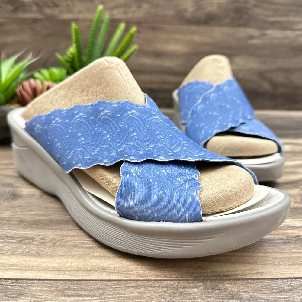 NIB Bzees Sahara Comfort Stretch Slide Wedge Sandal 8.5M 38.5 Blue - Picture 4 of 12